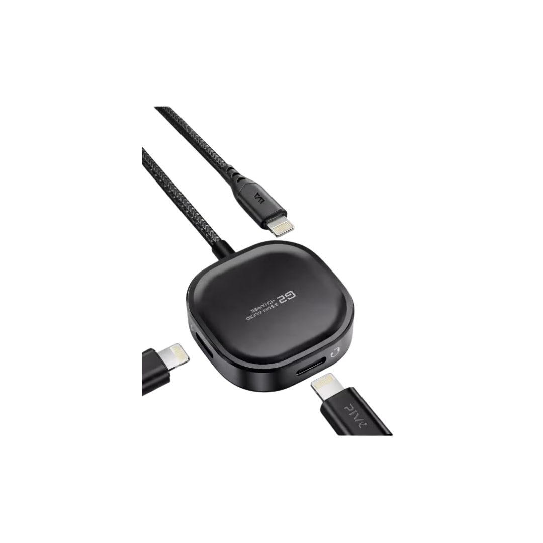 PIVA G2 iPhone Lightning Adapter – Headphone Jack with 21W Lightning Fast Charging, HD Clear Voice with Extra Bass, Zero Delay, Mic Supported, MFI-Certified Chipset, Perfect for iPhone 8, X, 11, 12, 13, and 14 Pro Max (Double Lightning))