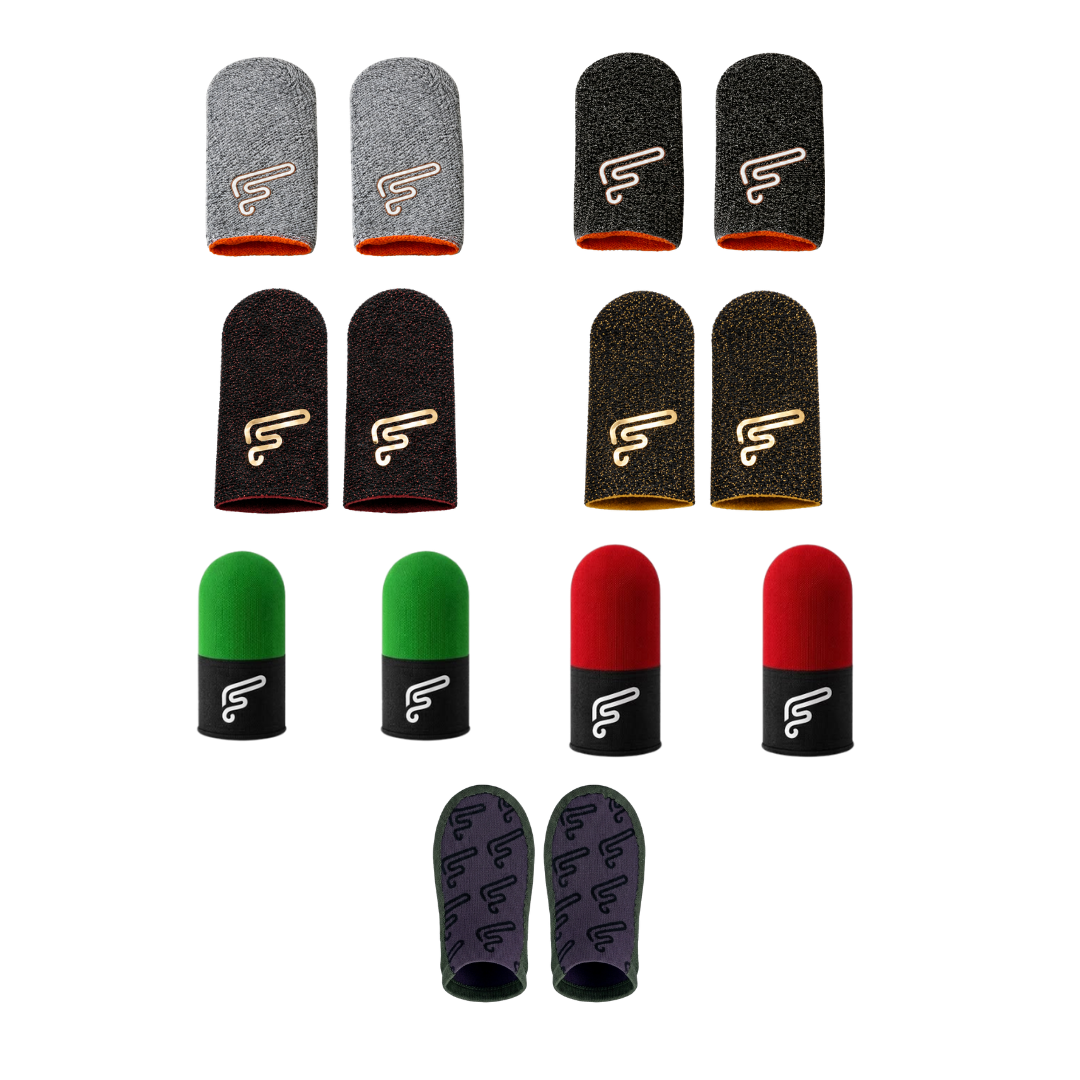 Flaregun Sleeves Mega Pack – P90 + P4 + P1 Black + P1 Grey + P2 Pure Gold + P2 Demon Red (14 Finger Sleeves) with Free Delivery